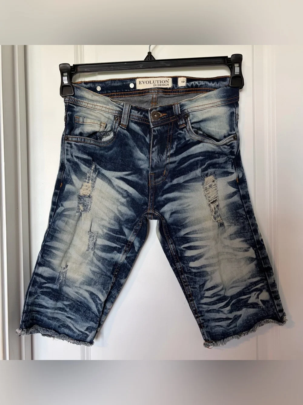 Evolution In Design Boys' Distressed Blue Denim Shorts Size 10